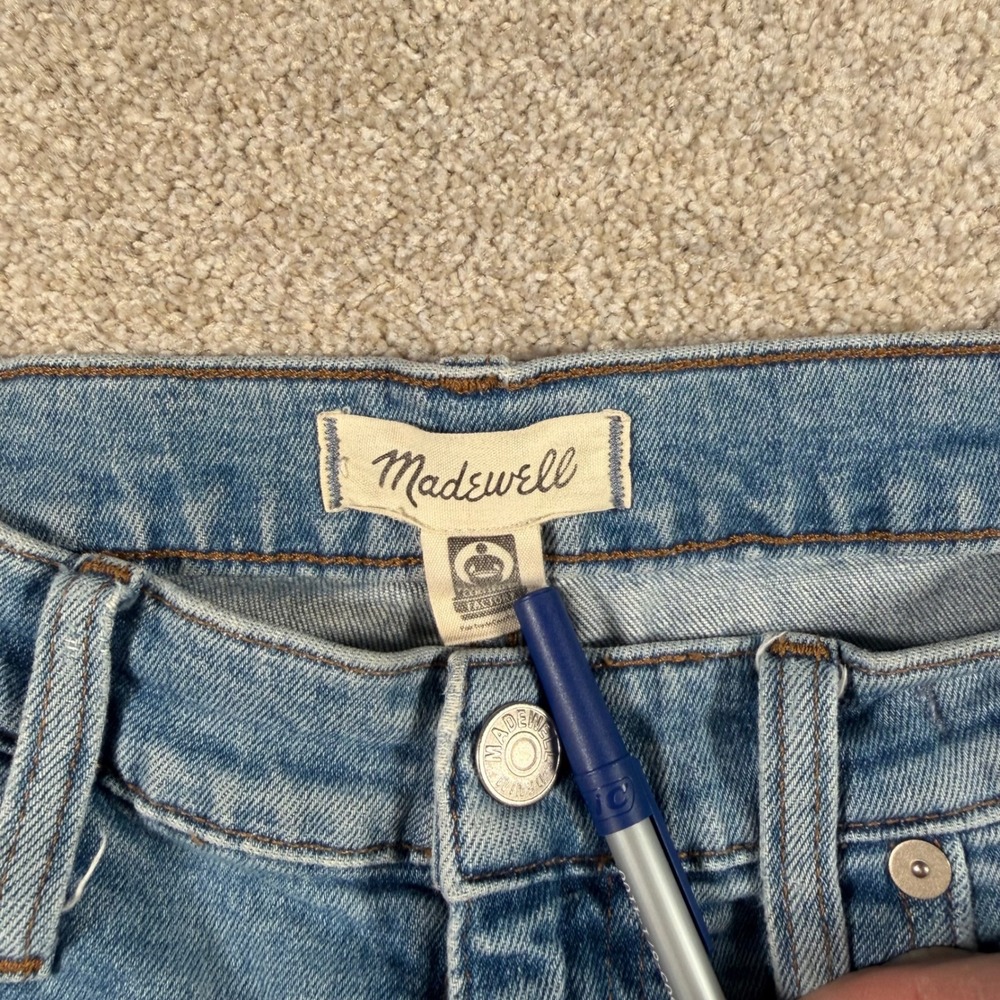 Madewell The High-Rise Slim Crop Boyjean Womens 29 Blue Distressed Raw Hem - Picture 3 of 12